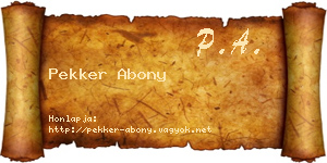 Pekker Abony névjegykártya